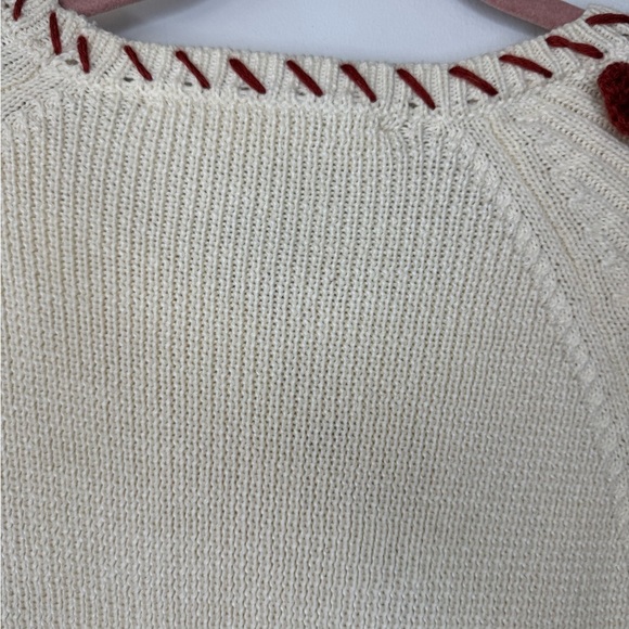 Zara Cream and Red Crew Neck Sweater with Ribbed Texture - Picture 17 of 17